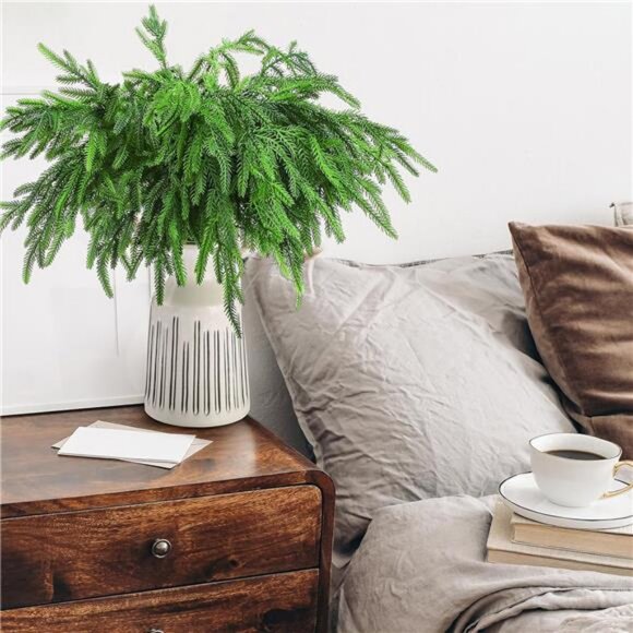 12 Pcs Christmas Norfolk Pine Branches, Norfolk Pine Artificial Xmas Branches - Picture 4 of 7